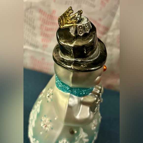 Hallmark Heritage 2016 Winter's Snowman Blown Glass XMAS Ornament w/ Tag RARE - Picture 7 of 8